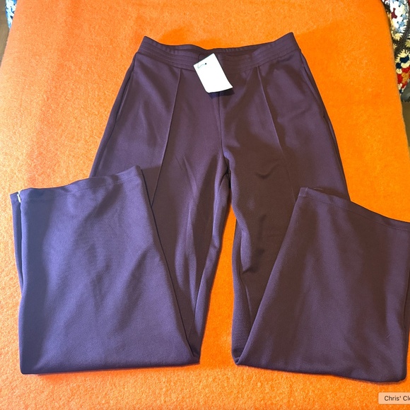 Zara burgundy zippered wide leg track pants NWT - Picture 4 of 12